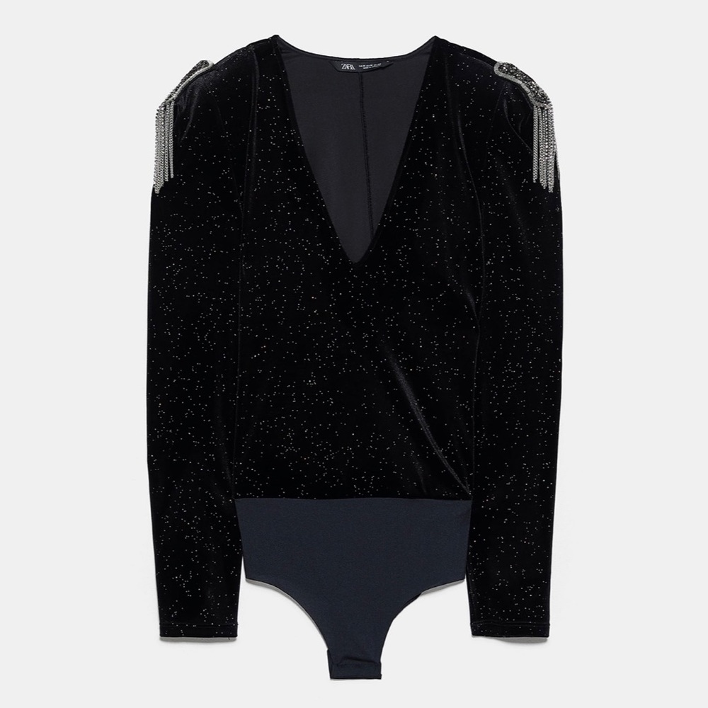 ZARA Sparkly Velvet Bodysuit - Picture 7 of 7